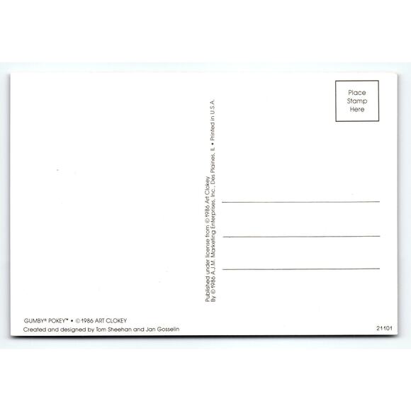 Vintage 1986 Gumby & Pokey 'I'd Rather Be Rich!' Red Car Postcard - Picture 2 of 2